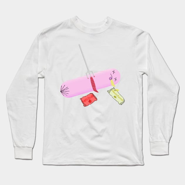 Sausage on a fork. Long Sleeve T-Shirt by EvgeniiV